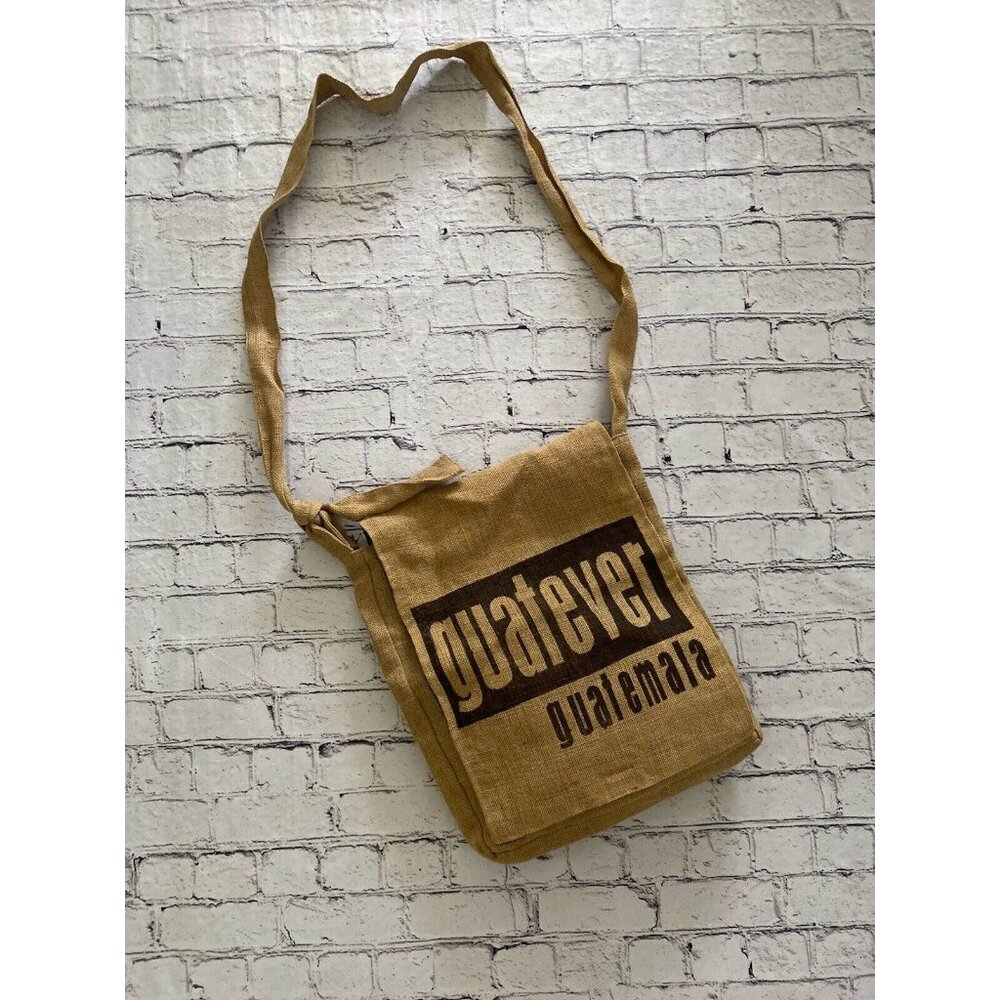 Guatever Guatemala Print Tote Bag‎ Organic Jute Shoulder Bag Made of Coffee Bag